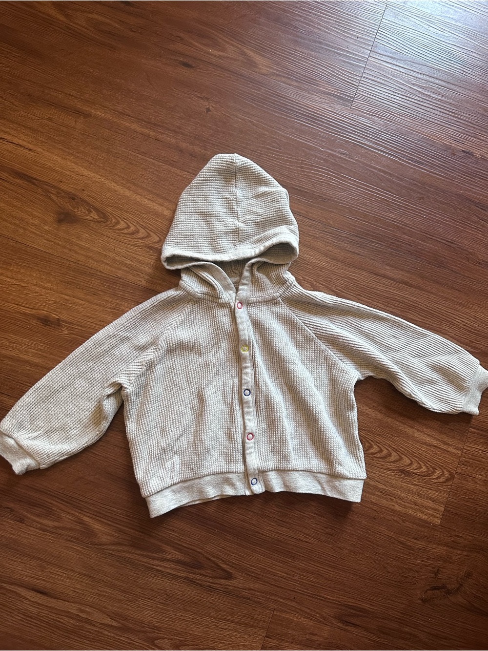 Toddler Light Gray Snap-Front Hoodie primary color details